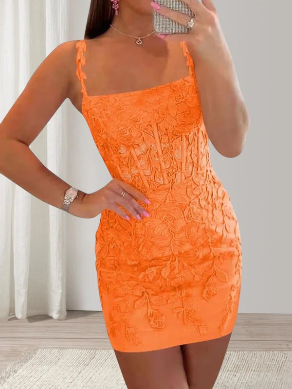 Corset Orange Square Neck Appliques Homecoming Dresses #Milly02054632