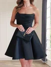 Elegant Black Skater Satin Ruched Homecoming Dresses #Milly02054664