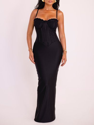 Black Sheath/Column Sweetheart Jersey Split Formal Dress PT02026073