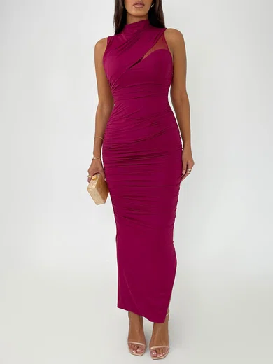 Sheath/Column High Neck Split Jersey Formal Dress PT02026099