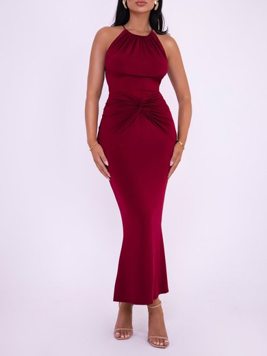 Burgundy Scoop Neck Jersey Formal Dress PT02026101