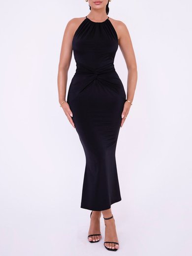 Black Scoop Neck Jersey Formal Dress PT02026103