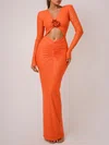 Cut Out Orange V-neck Sequin Long Sleeve Formal Dress PT02026121