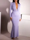 V-neck Ruched Glitter Long Sleeve Formal Dress PT02026157