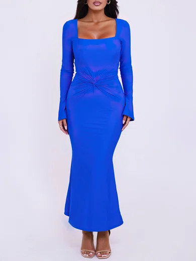 Square Neckline Jersey Long Sleeve Formal Dress PT02026163