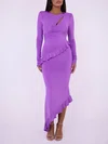 Cut Out Jersey Long Sleeve Asymmetrical Formal Dress PT02026166