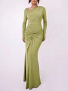 Asymmetrical Neck Jersey Long Sleeve Formal Dress PT02026175