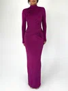 High Neck Ruched Jersey Long Sleeve Formal Dress PT02026205