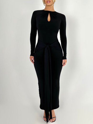 High Neck Jersey Split Long Sleeve Formal Dress PT02026210