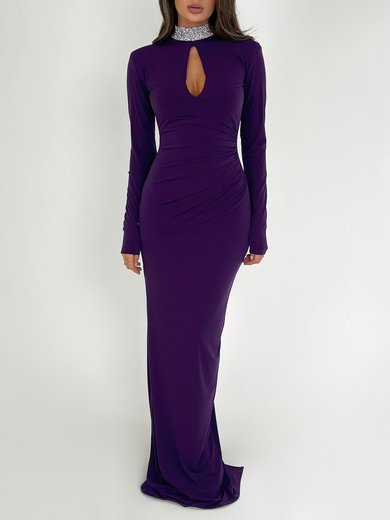 Cut Out High Neck Jersey Long Sleeve Formal Dress PT02026213