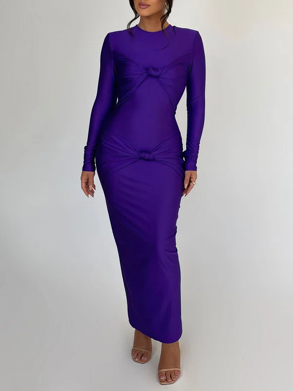 Sheath/Column Scoop Neck Jersey Long Sleeve Formal Dress PT02026227