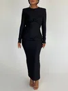 Black Sheath/Column Scoop Neck Jersey Long Sleeve Formal Dress PT02026229