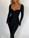 Black Sheath/Column Sweetheart Jersey Long Sleeve Formal Dress PT02026266