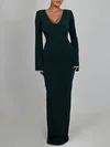 Long Sleeve Sheath/Column V-neck Jersey Formal Dress PT02026271