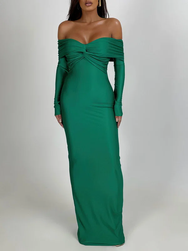 Hunter Sheath/Column Off Shoulder Jersey Long Sleeve Formal Dress PT02026274