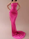 Elegant Fuchsia Satin Sheath/Column Ruched Formal Dresses PT02028308