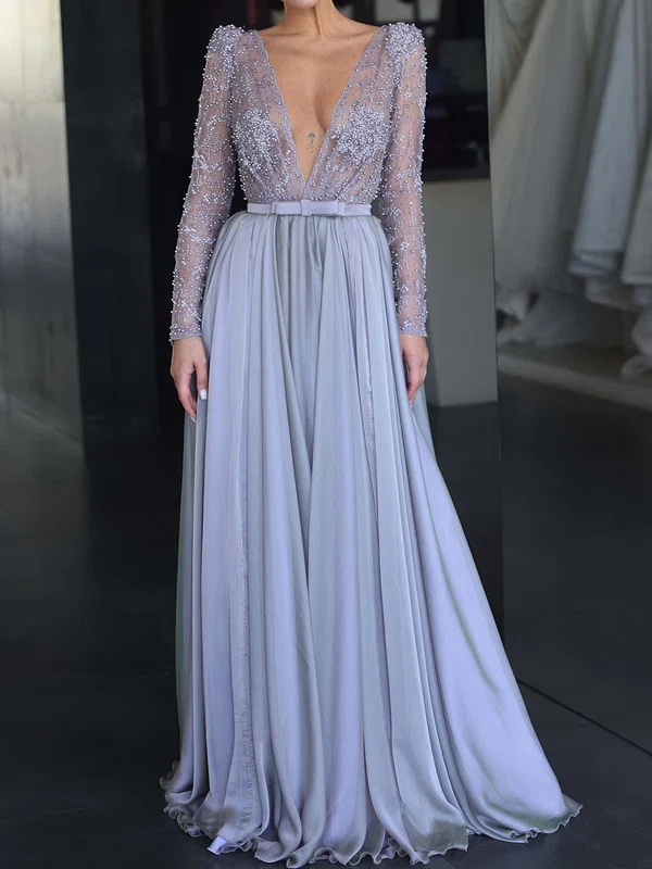 Glitter Ball Gown/Princess Chiffon Long Sleeve Formal Dresses PT02028322