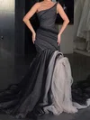 Unique Trumpet/Mermaid Tulle One Shoulder Ruffle Formal Dresses PT02028327