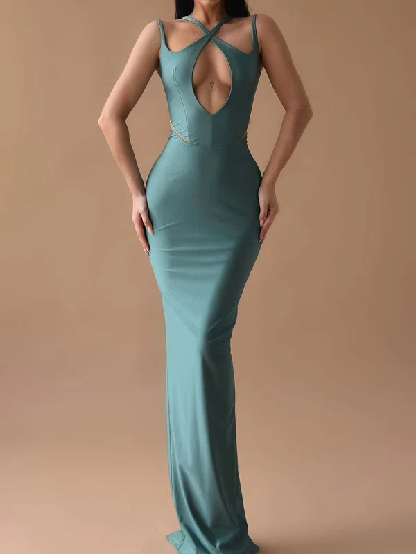 Petite Sheath/Column Jersey V-neck Cut Out Formal Dresses PT02028332