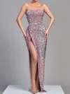 Sparkly Sheath/Column Sequin Straight Split Formal Dresses PT02028343