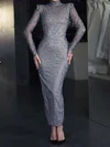 Glitter Sheath/Column High Neck Long Sleeves Formal Dresses PT02028384