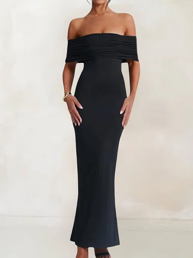 Elegant Black Jersey Bodycon Ruched Cut Out Formal Dresses PT02028389