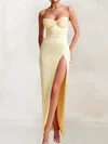 Cute Sheath/Column Satin Sweetheart Split Formal Dresses PT02028419