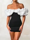 Tight Satin Off-the-shoulder Ruffle Homecoming Dresses PT02054705