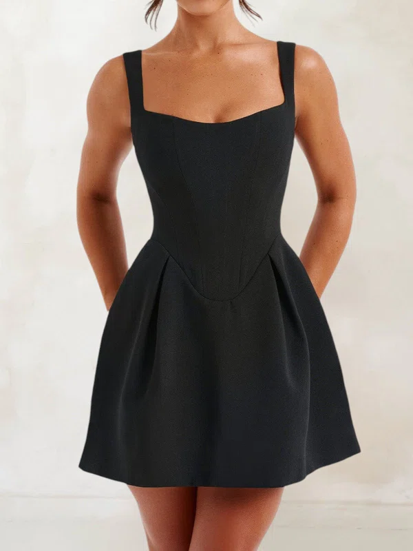 Square Neck Satin Corset Skater Homecoming Dresses S02054721