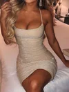 Backless Square Neck Ruched Glitter Bodycon Homecoming Dresses PT02054730