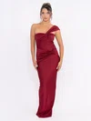 Unique Burgundy Jersey Sheath/Column One Shoulder Maxi Dress PT02028420