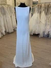 Sheath/Column Scoop Neck Chiffon Sweep Train Wedding Dress #Milly00028298