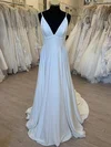 Ball Gown/Princess V-neck Sweep Train Wedding Dress With Ruched #Milly00028315