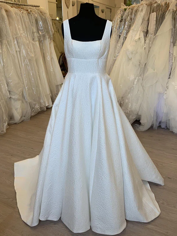 Ball Gown/Princess Square Neckline Satin Sweep Train Wedding Dress #Milly00028355