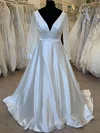 Ball Gown/Princess V-neck Satin Sweep Train Wedding Dress #Milly00028381
