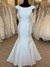 Trumpet/Mermaid Scoop Neck Satin Floor-length Wedding Dress #Milly00028391
