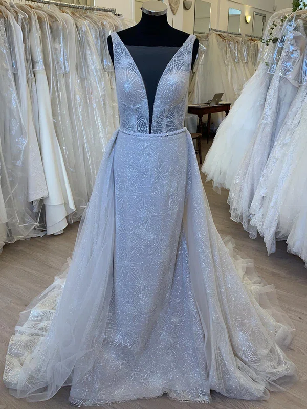 Ball Gown/Princess Illusion Glitter Court Train Wedding Dress #Milly00028395