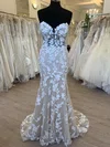 Trumpet/Mermaid Sweetheart Tulle Sweep Train Wedding Dress With Appliques Lace #Milly00028405