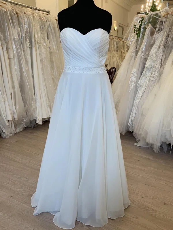 A-line Sweetheart Chiffon Floor-length Wedding Dress With Ruched #Milly00028420