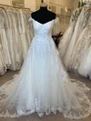 Ball Gown/Princess Off-the-shoulder Tulle Court Train Wedding Dress With Appliques Lace #Milly00028429