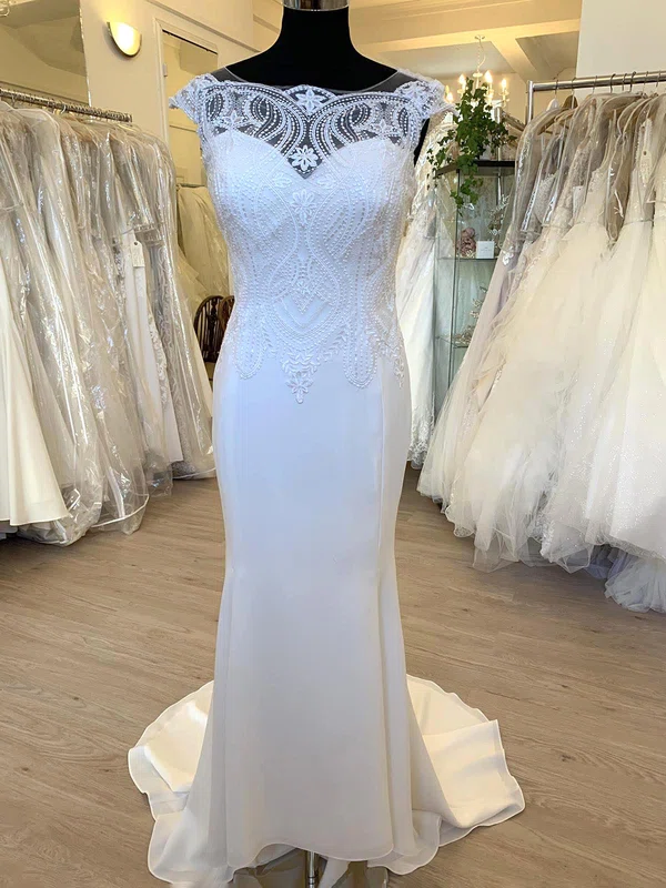 Trumpet/Mermaid Illusion Chiffon Sweep Train Wedding Dress #Milly00028436