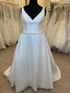 Ball Gown/Princess V-neck Satin Sweep Train Wedding Dress With Beading #Milly00028447