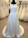 Ball Gown/Princess Scoop Neck Satin Sweep Train Wedding Dress #Milly00028451