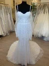 Trumpet/Mermaid Sweetheart Tulle Court Train Wedding Dress With Appliques Lace #Milly00028453