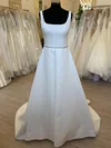 Ball Gown/Princess Square Neckline Satin Sweep Train Wedding Dress With Beading #Milly00028457