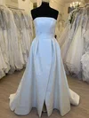 Ball Gown/Princess Straight Satin Sweep Train Wedding Dress With Split Front #Milly00028467