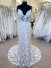 Ball Gown/Princess V-neck Tulle Lace Court Train Wedding Dress With Appliques Lace #Milly00028485