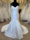 Trumpet/Mermaid V-neck Satin Court Train Wedding Dress With Ruched #Milly00028489