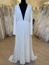Sheath/Column V-neck Chiffon Sweep Train Wedding Dress #Milly00028510
