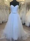 Ball Gown/Princess Sweetheart Satin Tulle Sweep Train Wedding Dress With Pearl Detailing #Milly00028511